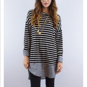 🆕 Eloges-Black Stripe Chambray Layer Tunic- Small
